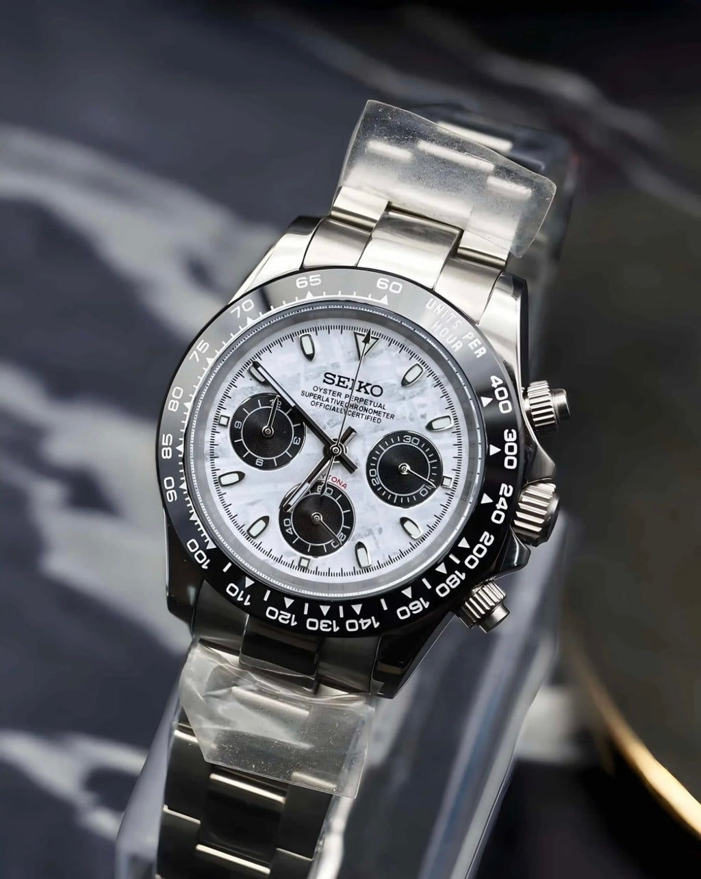 SikVivo Custom Seiko Daytona — "White Marble" Chronograph