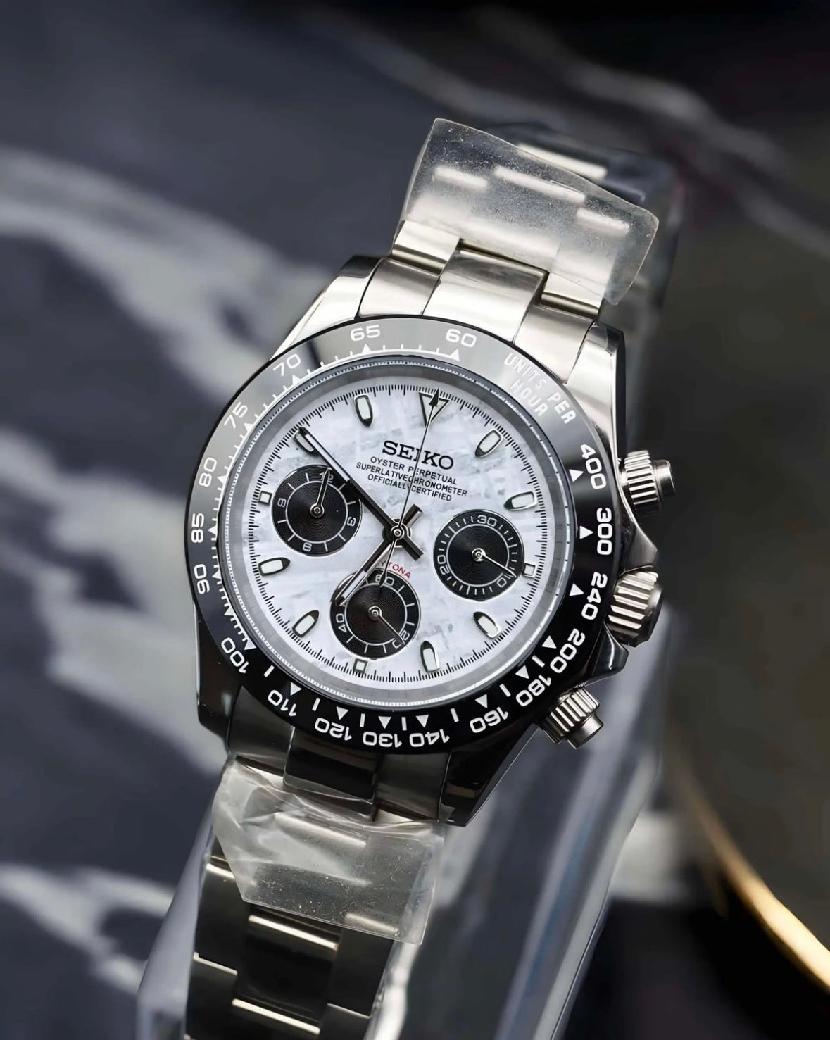 SikVivo Custom Seiko Daytona — "White Marble" Chronograph