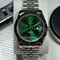Seiko Mod Datejust Stainless Steel Green Arabic Dial NH35 on Jubilee Bracelet
