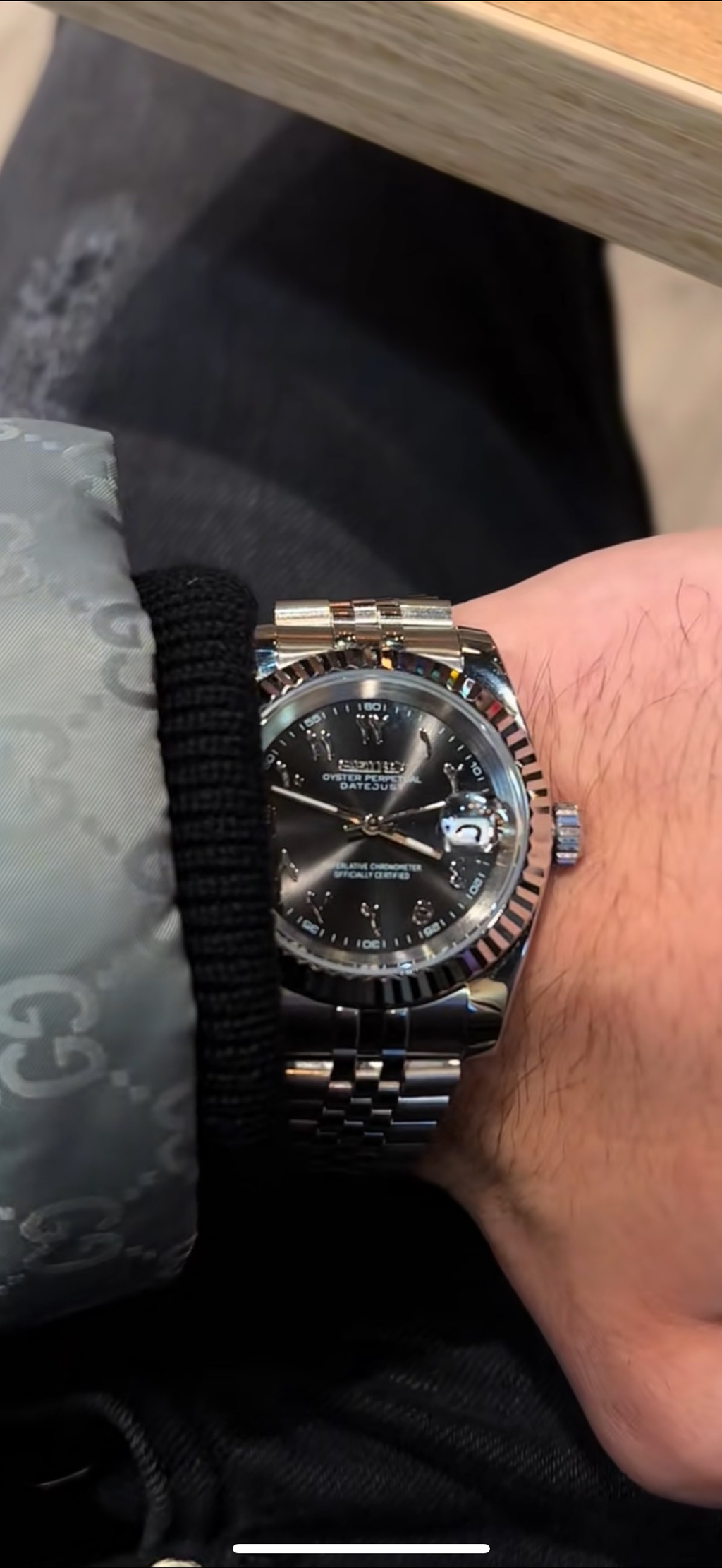 Seiko Mod Datejust Stainless Steel Black Arabic Dial on Jubilee Bracelet