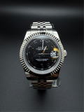 Seiko Mod Datejust Stainless Steel Black Arabic Dial on Jubilee Bracelet