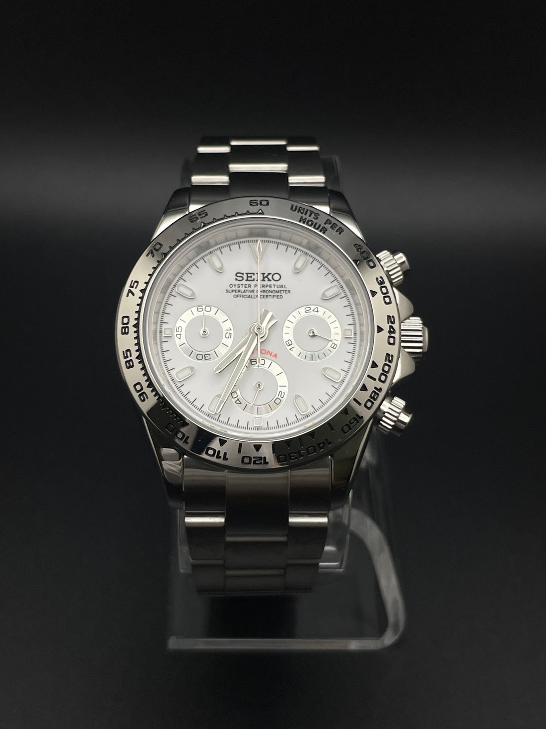 Seiko Daytona Homage Mod Watch - White Dial Chronograph Automatic NH35