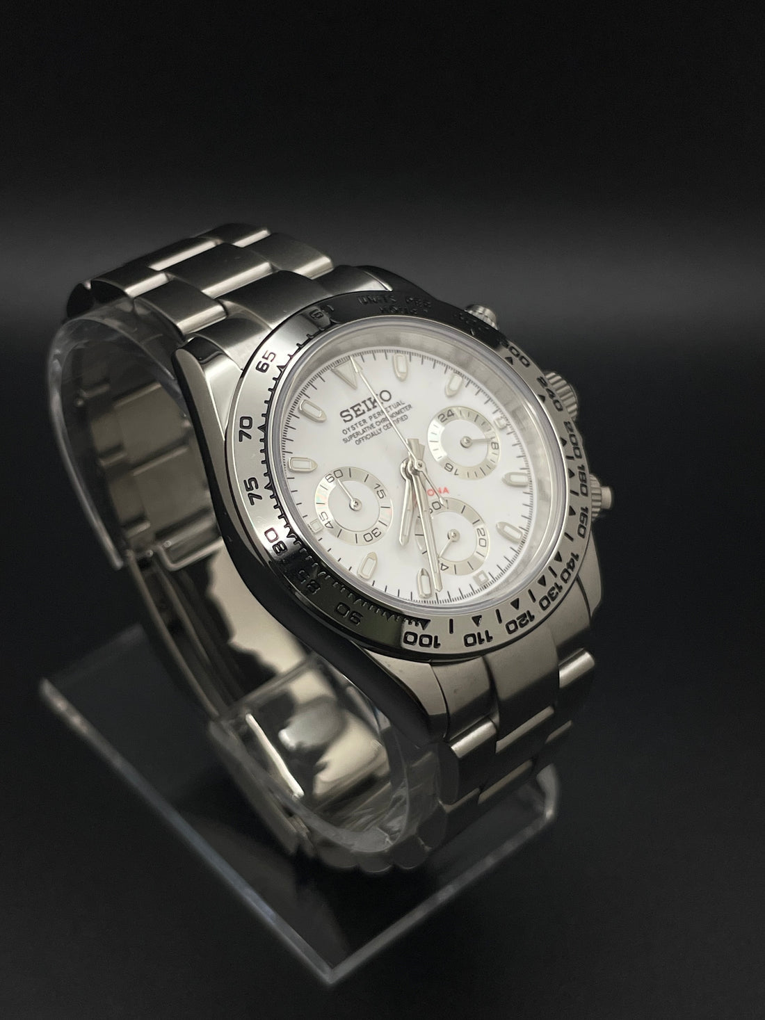 Seiko Daytona Homage Mod Watch - White Dial Chronograph Automatic NH35