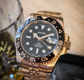 Seiko Mod GMT Automatic - Black Dial Rose Gold Case/Bezel Jubilee Bracelet
