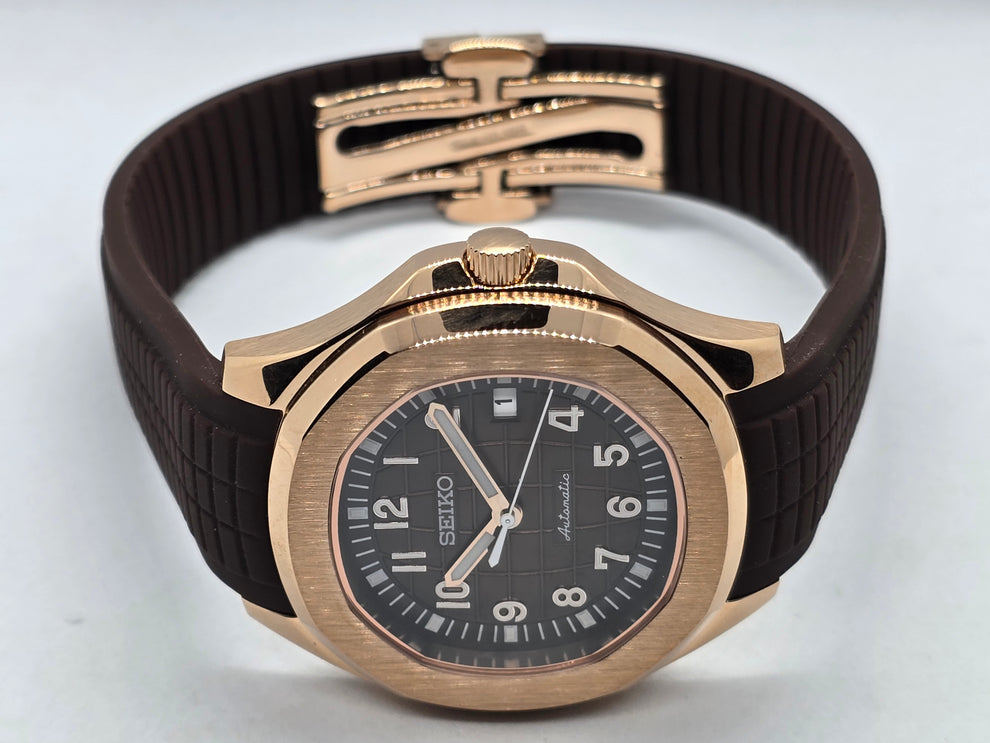 SeikMod Aquanaut NH35 Automatic Rose Gold Chocolate Dial