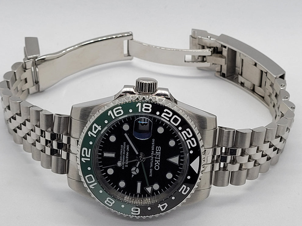 Seiko Custom Mod Oyster Perpetual Green Bezel Black Dial Automatic Date