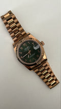 Seiko Mod Datejust Rose Gold Olive Green Arabic Dial NH35 Automatic