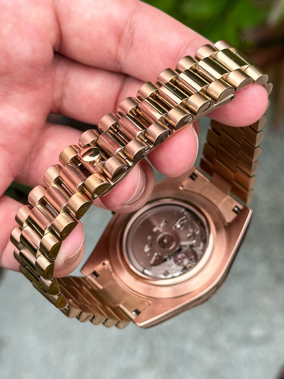 Seiko Mod Datejust Rose Gold Olive Green Arabic Dial NH35 Automatic