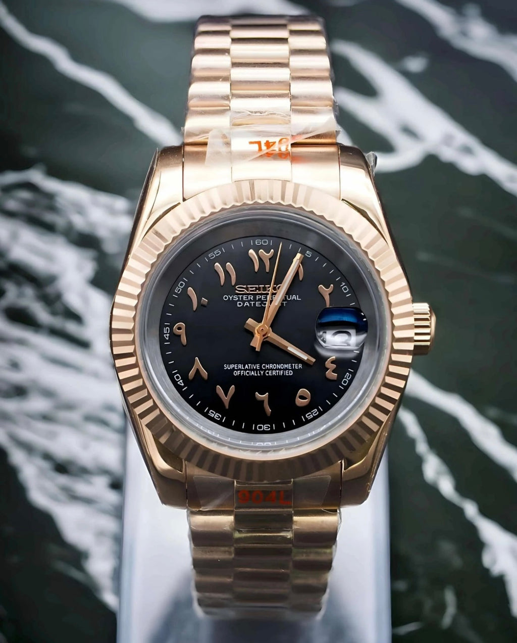 Seiko Mod Oyster Perpetual Datejust – Rose Gold Arabic Dial NH35 Automatic