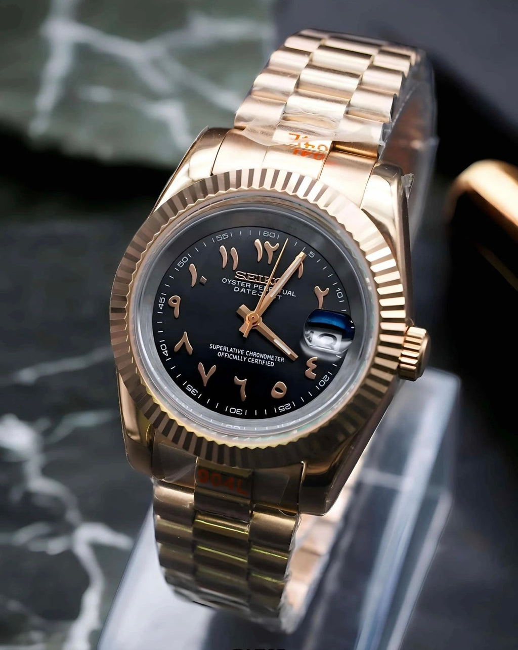 Seiko Mod Oyster Perpetual Datejust – Rose Gold Arabic Dial NH35 Automatic