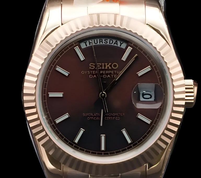Seiko Custom Mod Oyster Perpetual Date - Rose Gold Case & Brown Dial - NH35 Auto