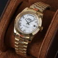 Seiko Mod Gold Day‑Date Style White Dial on President Bracelet